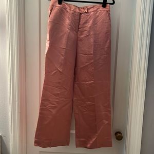 ETRO PINK SILK AND LINEN WIDE LEG PANTS SIZE 44 IT
